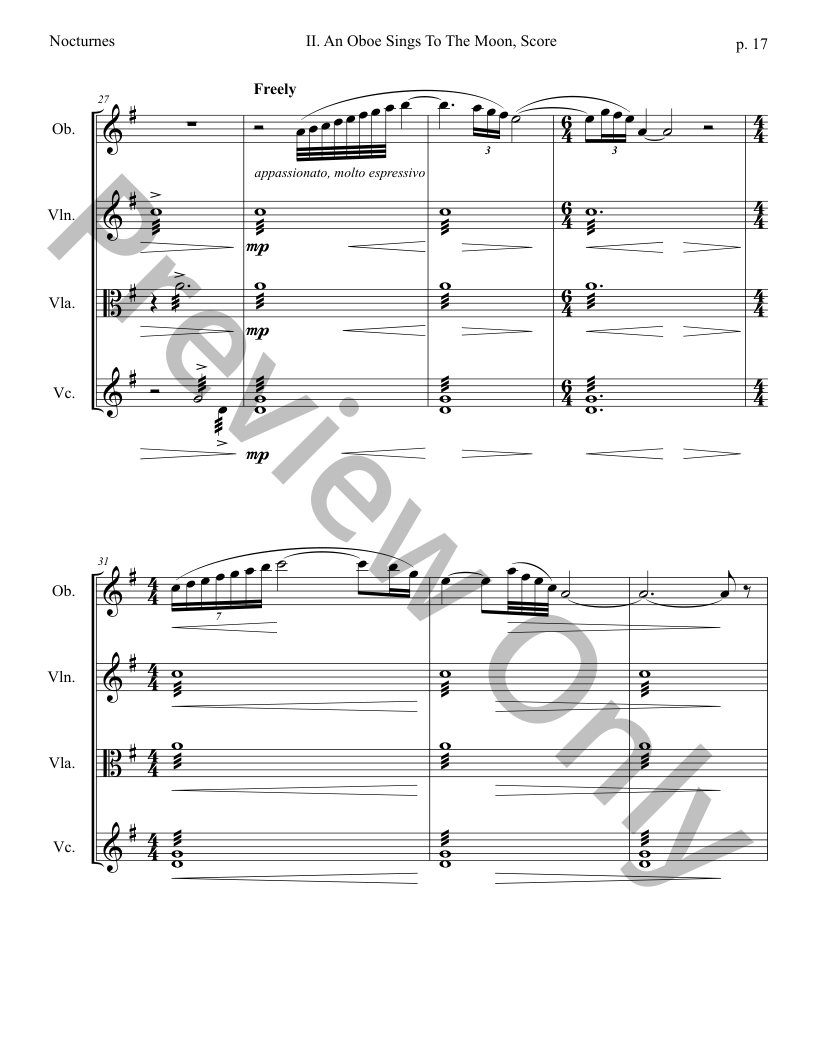 NOCTURNES for Oboe, Violin, Viola and Cello P.O.D