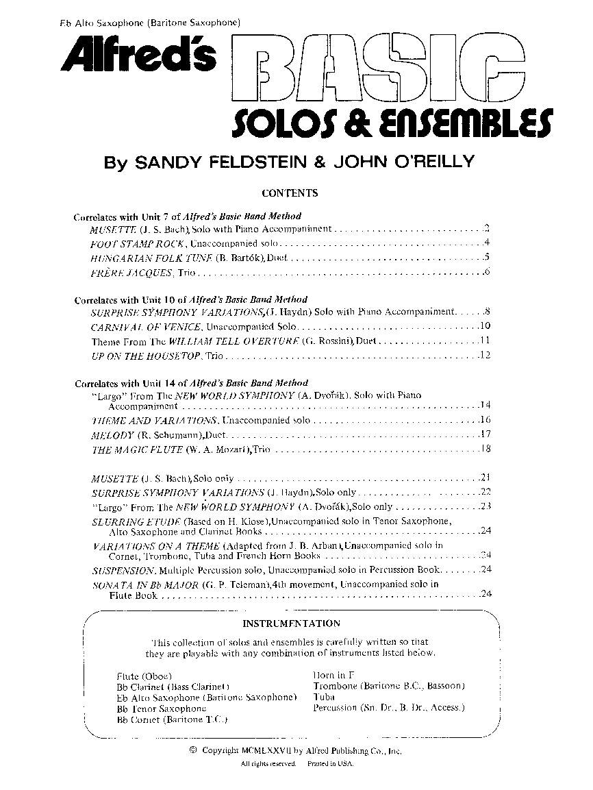BASIC SOLOS AND ENS #1 ALTO SAX