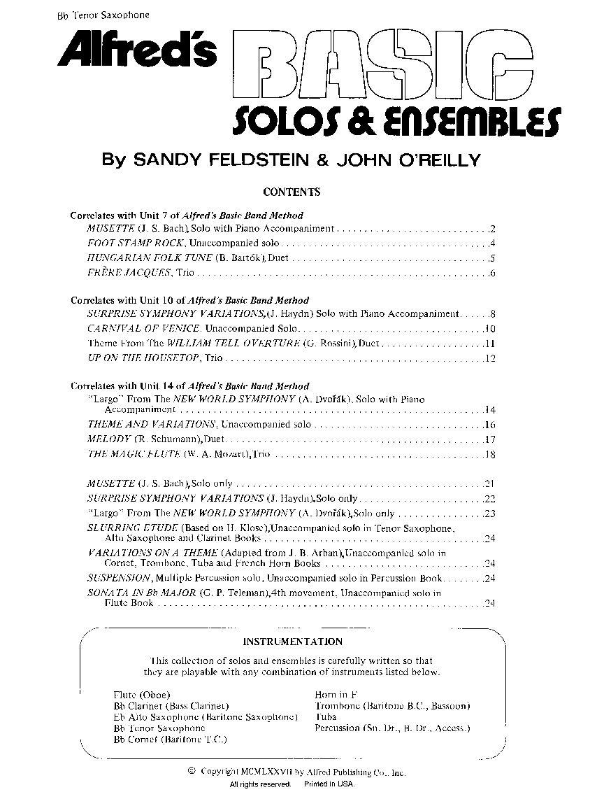 BASIC SOLOS AND ENS #1 TENOR SAX