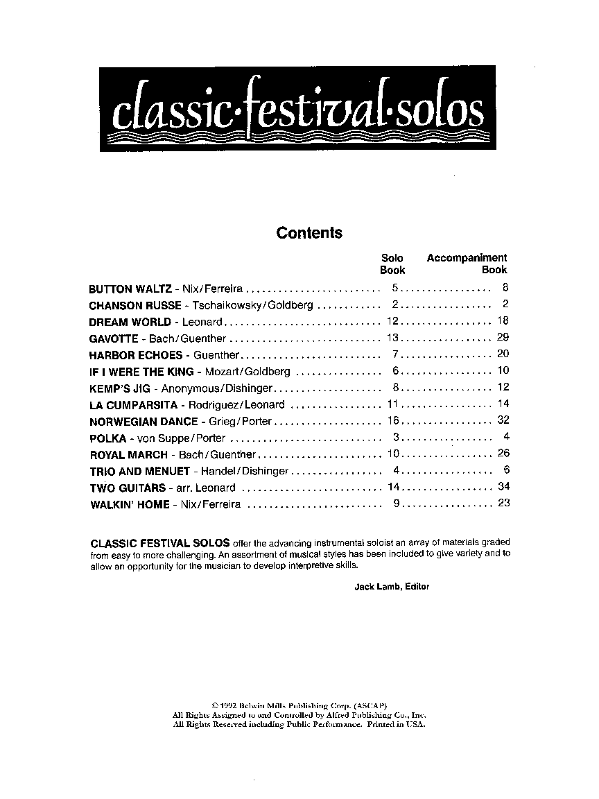 Classic Festival Solos Vol. 1 Bass Clarinet Solo Part