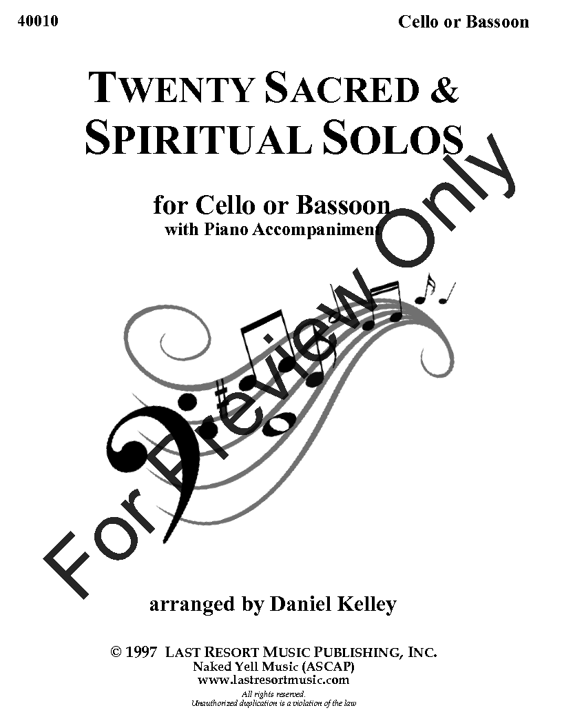 20 Sacred and Spiritual Solos Cello or Bassoon and Piano