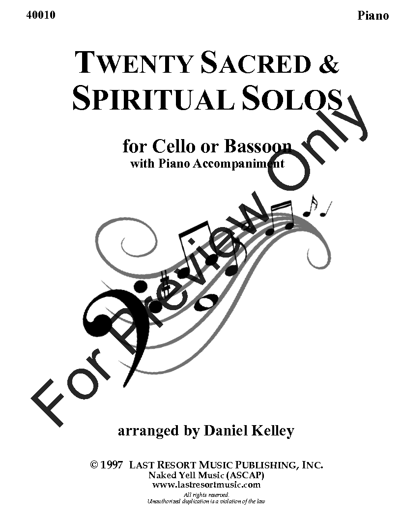 20 Sacred and Spiritual Solos Cello or Bassoon and Piano