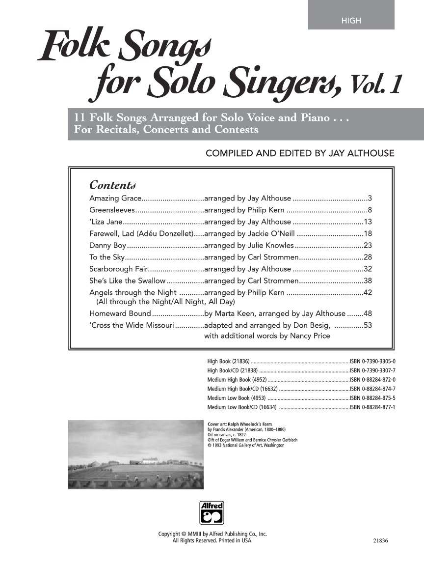 Folk Songs for Solo Singers #1 High Voice Solo Collection