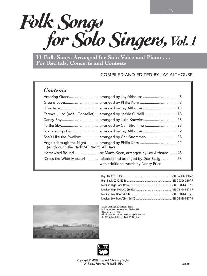 Folk Songs for Solo Singers #1 High Book & CD
