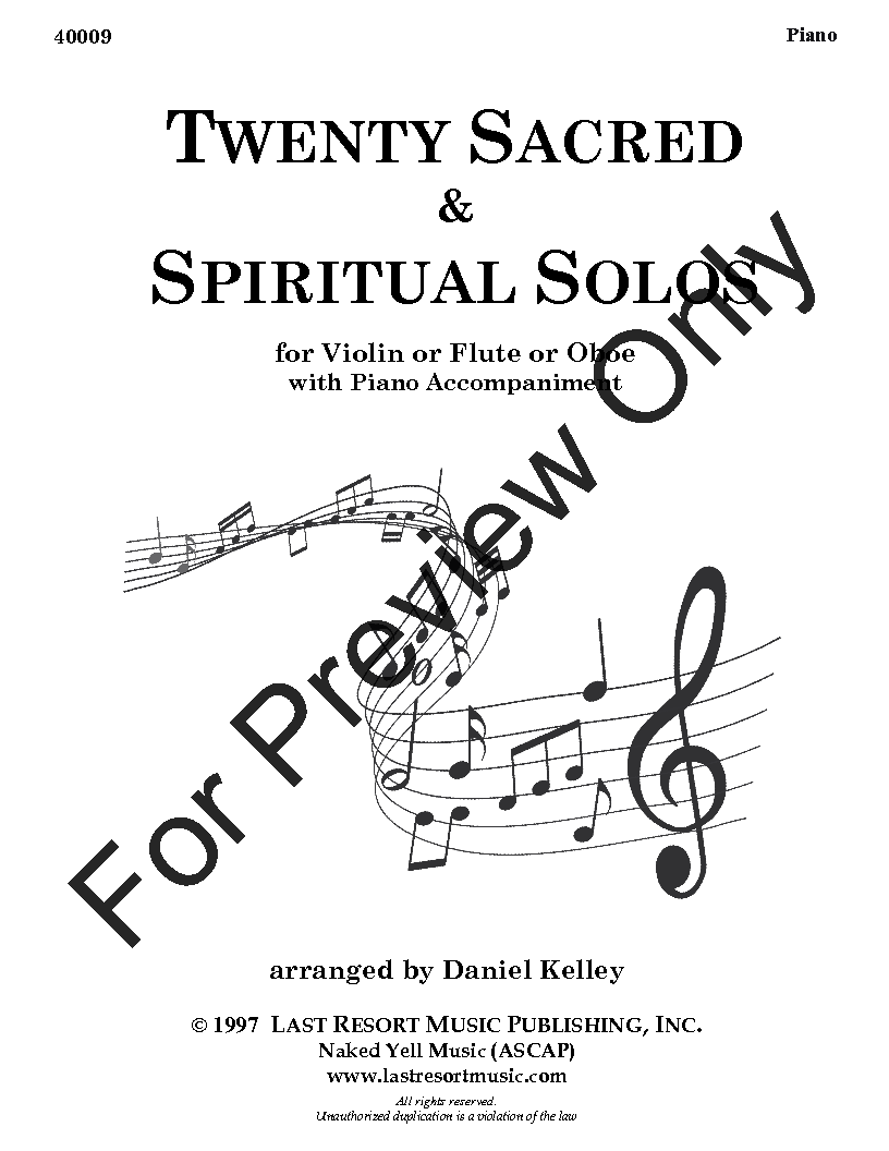 20 Sacred and Spiritual Solos C Instruments - Violin, Flute or Oboe and Piano