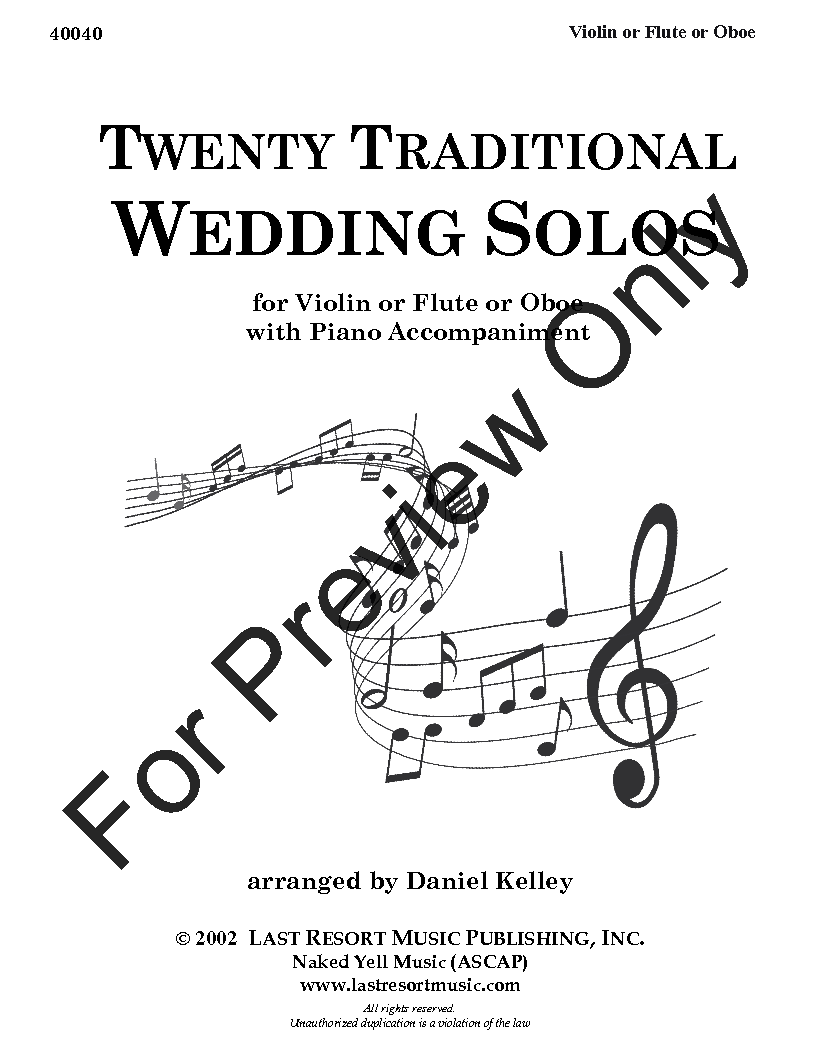 20 Traditional Wedding Solos C Instruments - Flute or Oboe or Violin and Piano