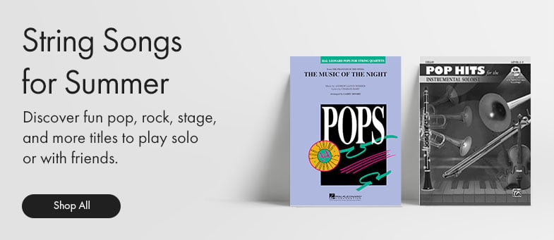 Shop string solos for Summer and have musical fun with these pop, jazz, and themed titles.