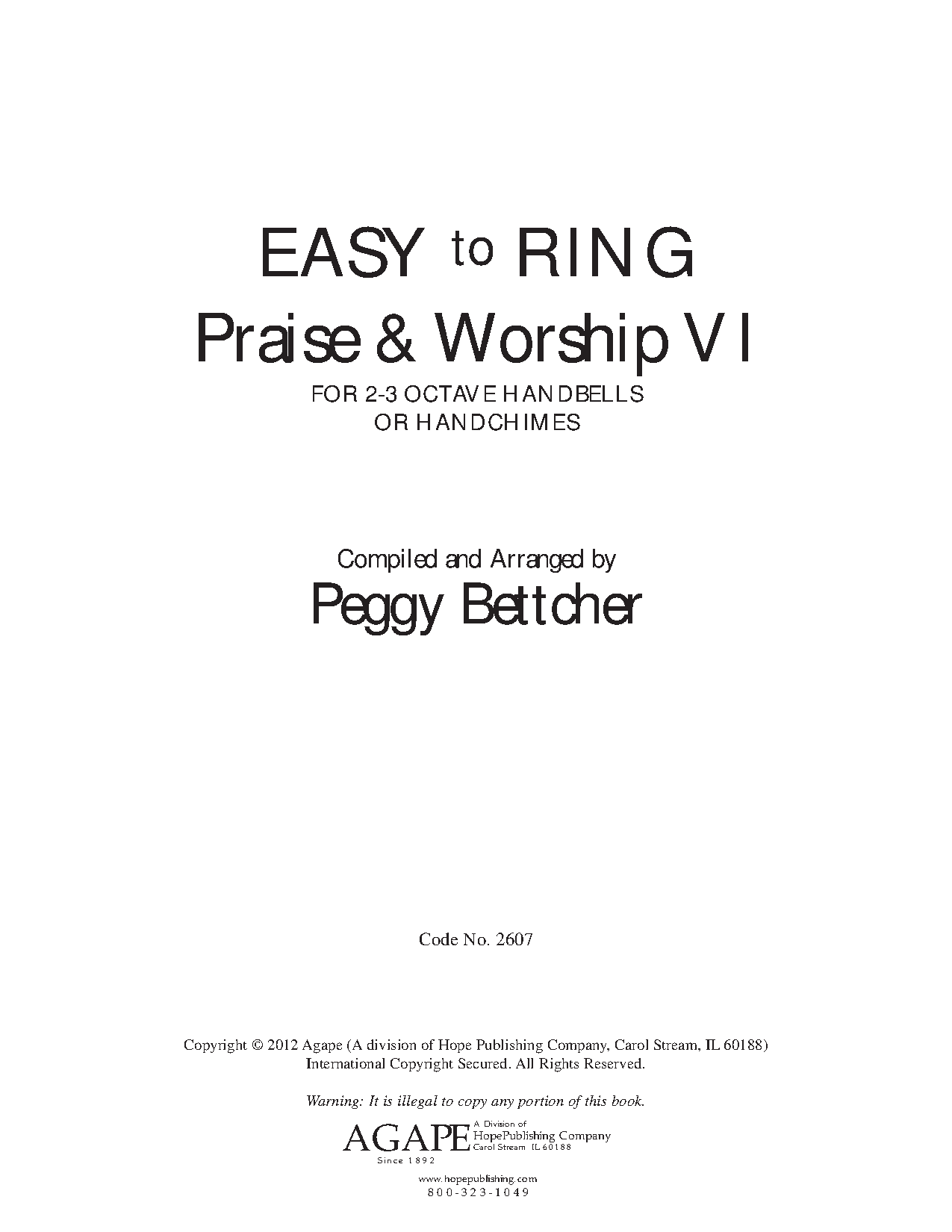 Easy To Ring Praise And Worship #6 2-3 Octaves P.O.D.