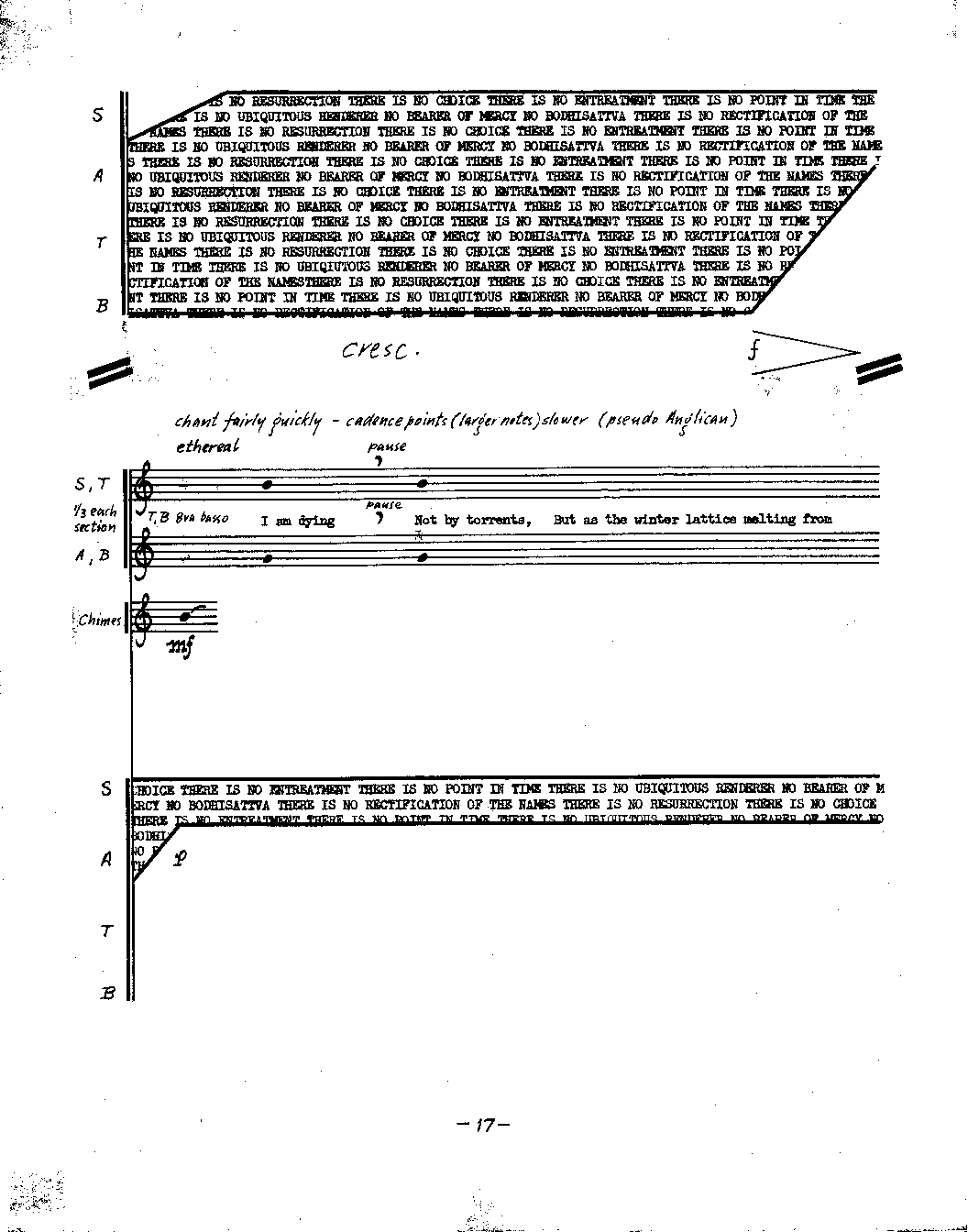 The Nameless Fear SATB Chorus, Male and Female Speakers, Mixed Ensemble