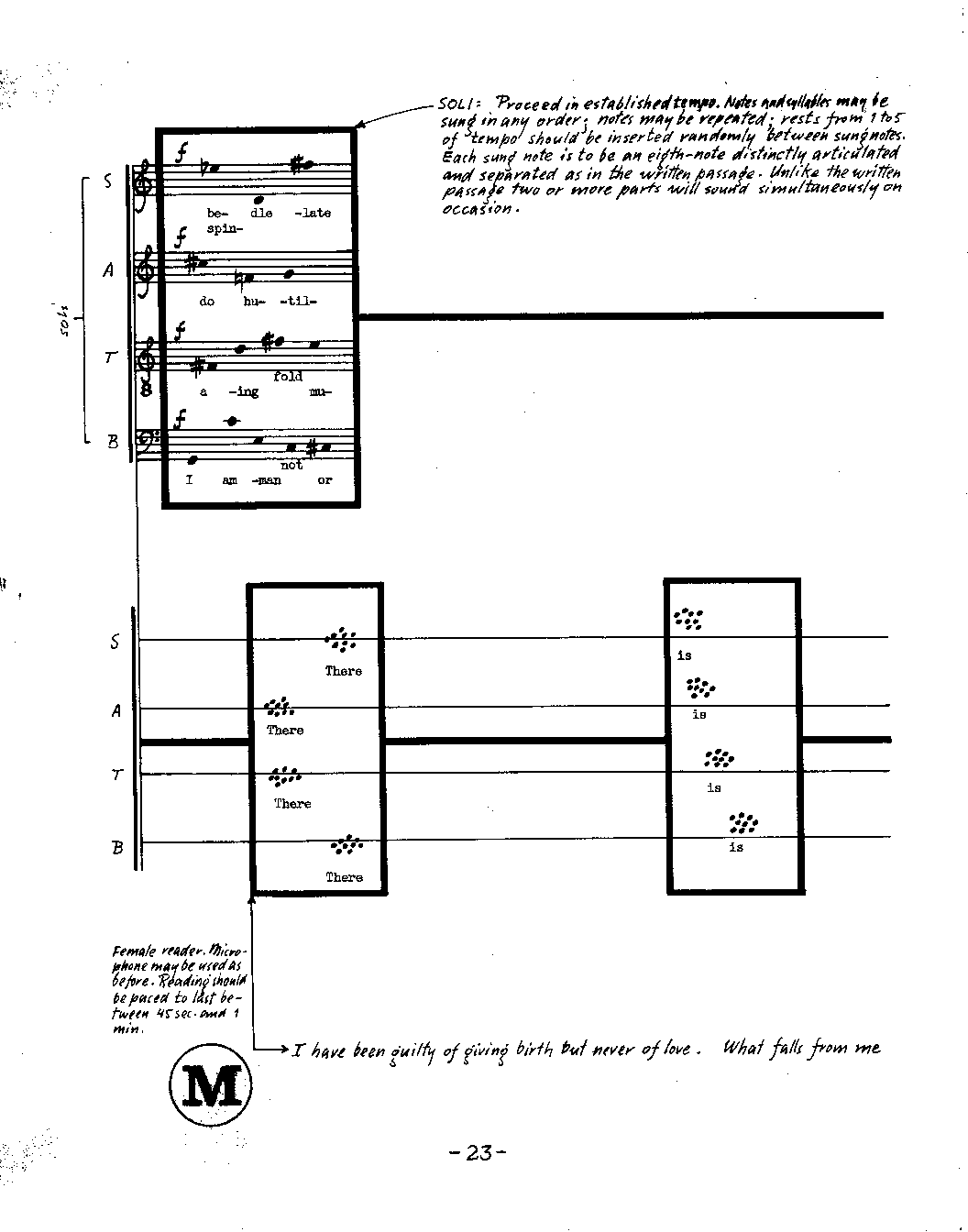 The Nameless Fear SATB Chorus, Male and Female Speakers, Mixed Ensemble