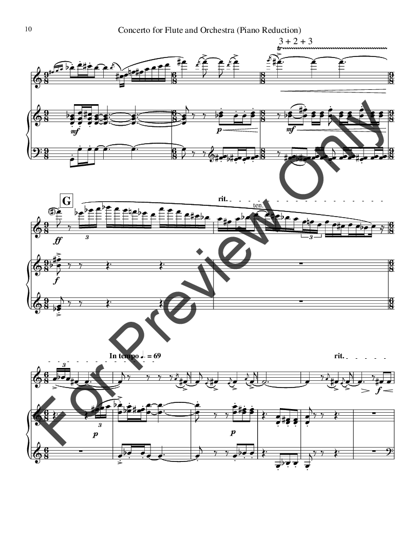 Concerto for Flute and Orchestra Piano Part Only P.O.D.