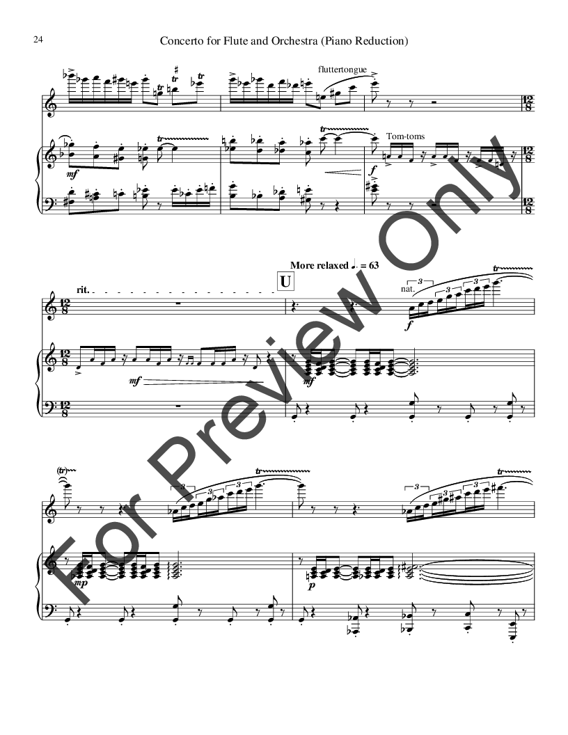 Concerto for Flute and Orchestra Piano Part Only P.O.D.