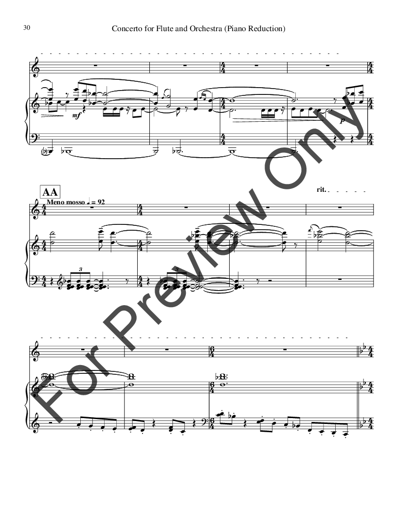 Concerto for Flute and Orchestra Piano Part Only P.O.D.