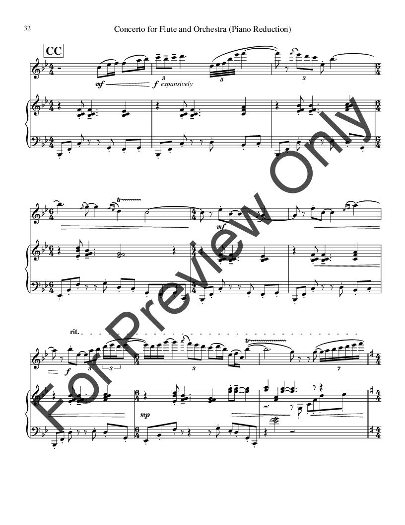 Concerto for Flute and Orchestra Piano Part Only P.O.D.