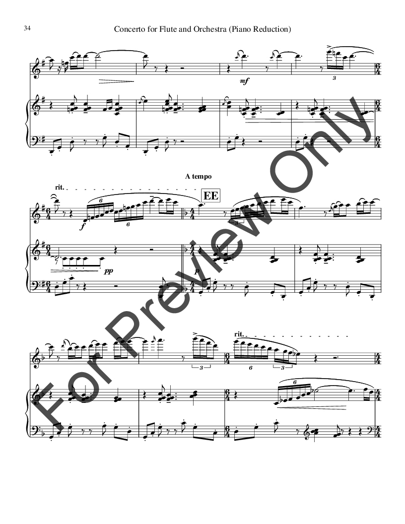 Concerto for Flute and Orchestra Piano Part Only P.O.D.