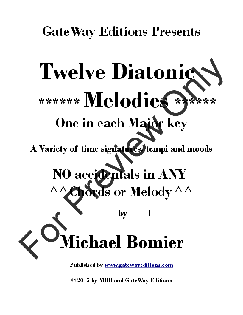 12 Diatonic Melodies for Piano Solo P.O.D.