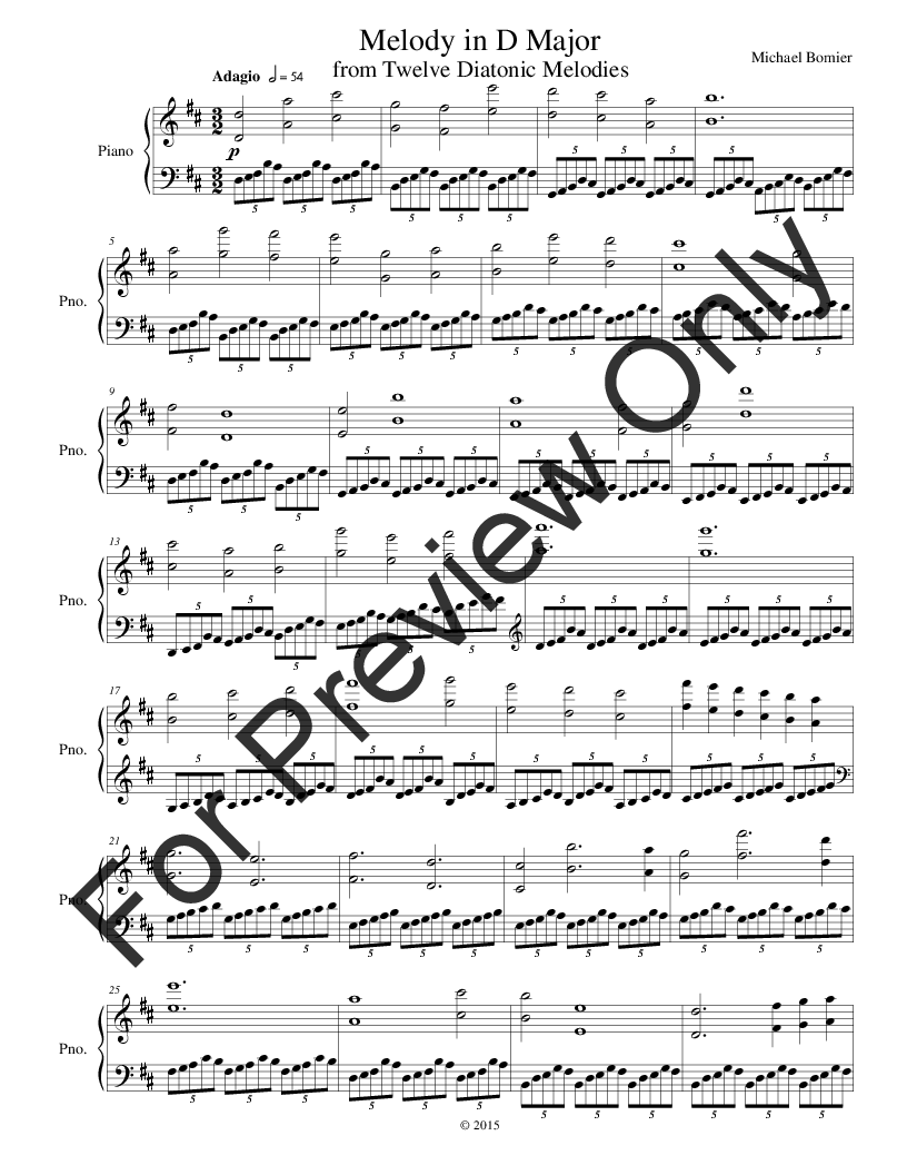 12 Diatonic Melodies for Piano Solo P.O.D.