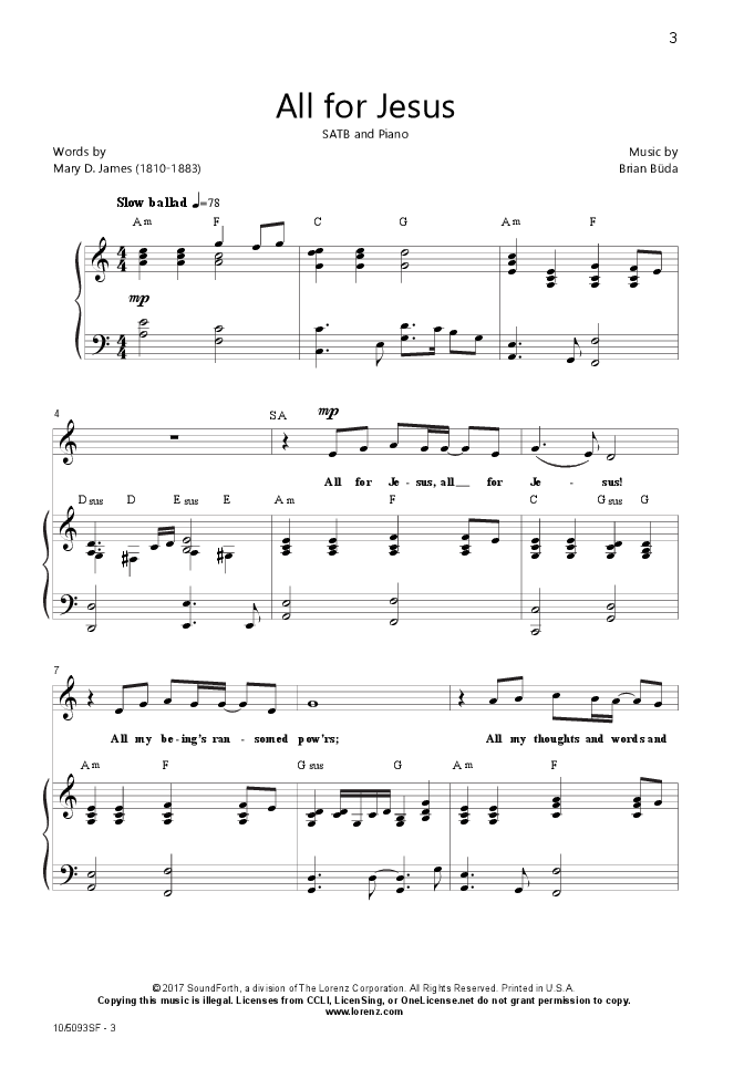 All For Jesus (satb ) By Brian Buda