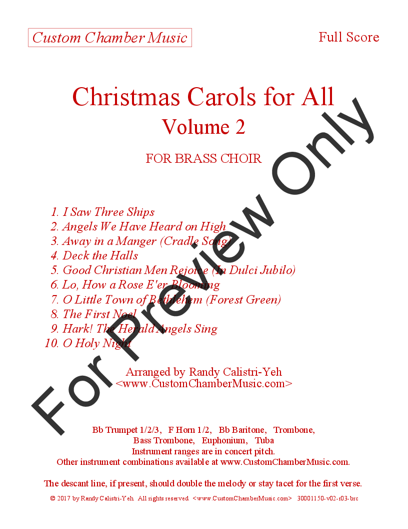 Christmas Carols for All, Volume 2 (for Brass Choir) P.O.D.