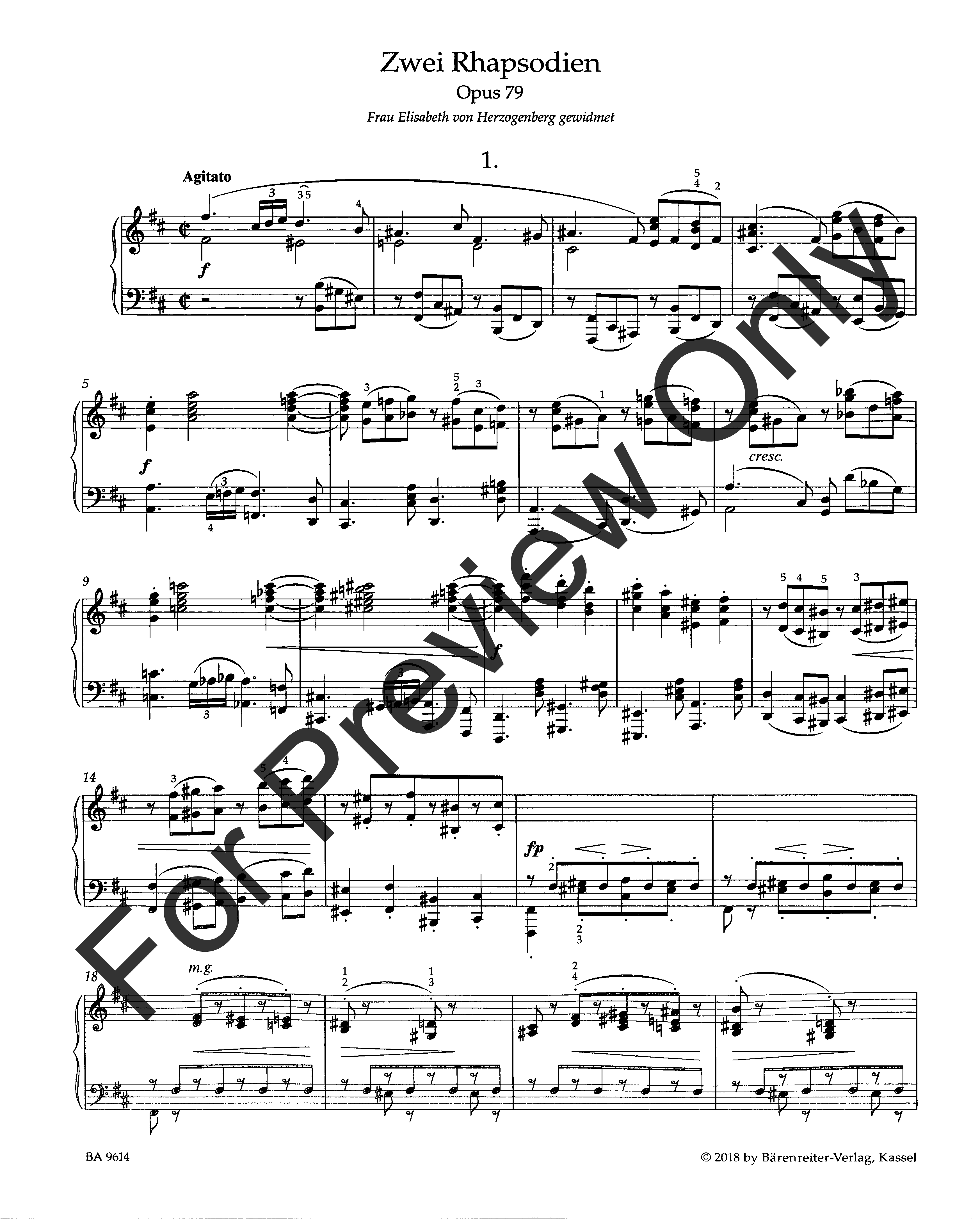 Two Rhapsodies, Op. 79 (Piano) by Johannes Brahms | J.W. Pepper Sheet Music