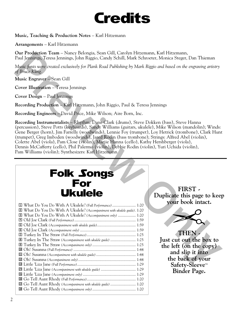 Folk Songs for Ukulele Reproducible Kit/CD