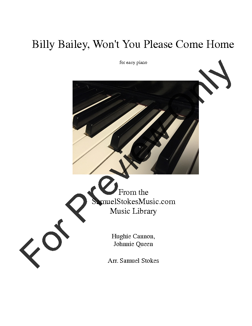 Bill Bailey, Won't You Please Come Home - for eas | J.W. Pepper Sheet Music