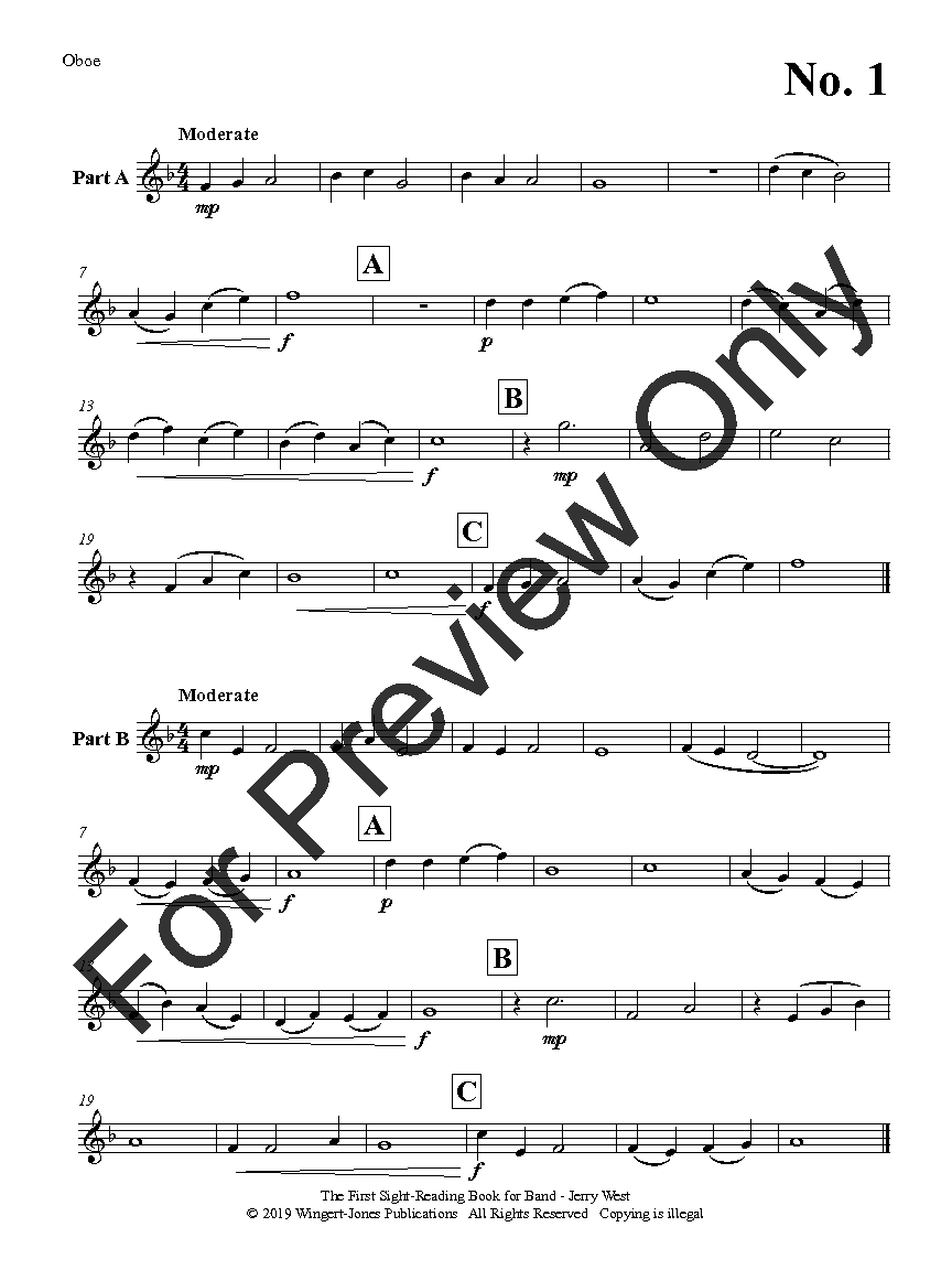 The First Sight Reading Book for Band OBOE