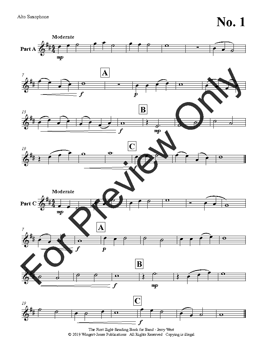 The First Sight Reading Book for Band ALTO SAX