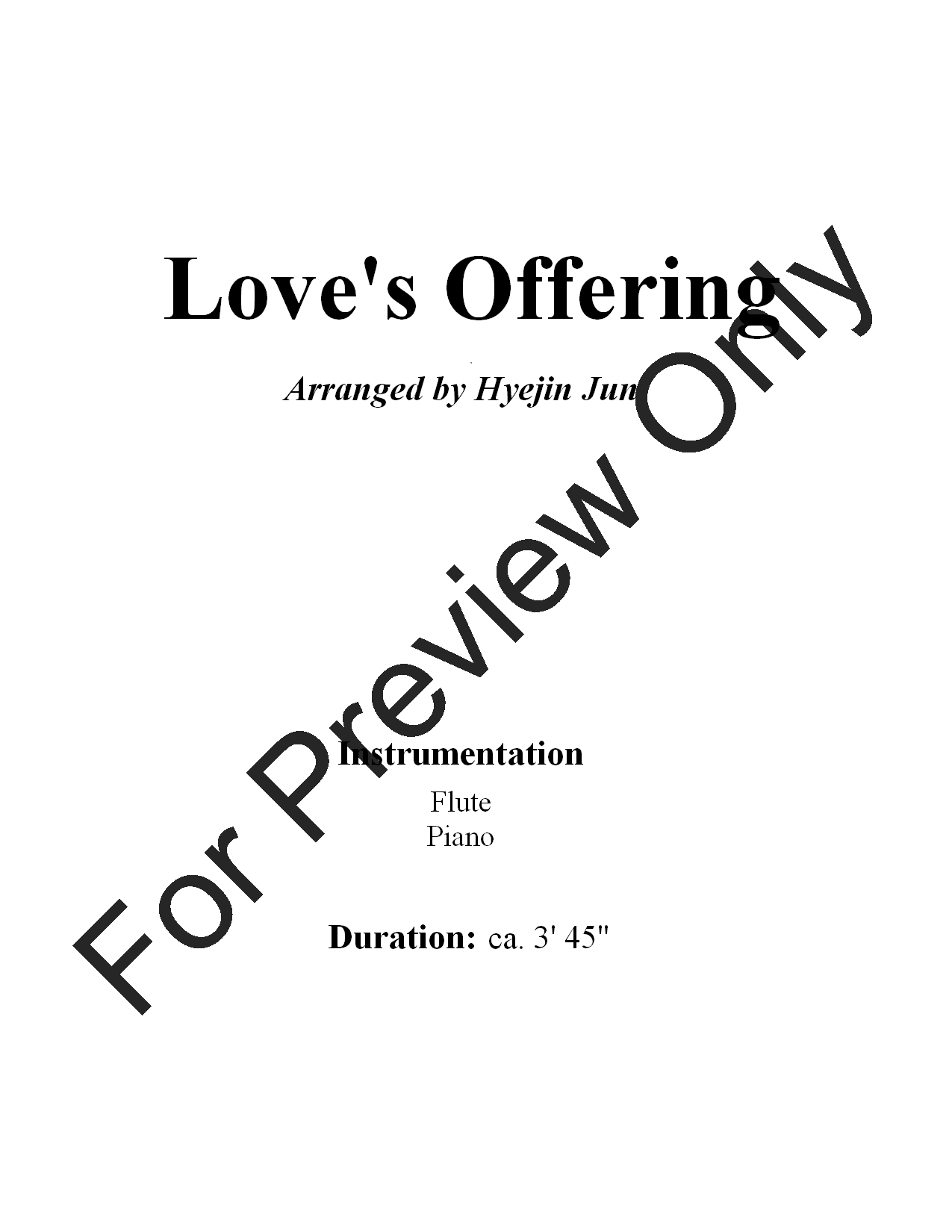 Love's Offering (Duet for Flute and Piano) P.O.D.