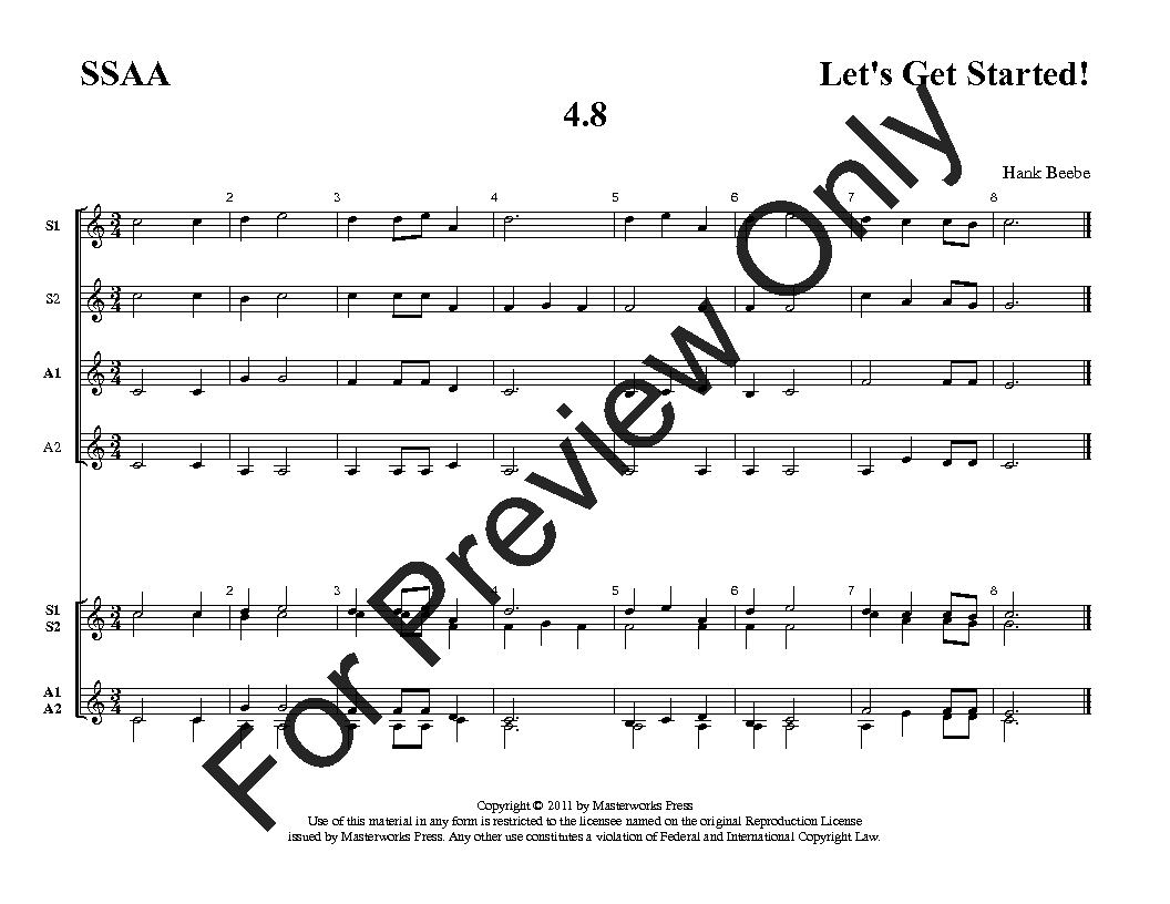 Let's Get Started! Four-Part SSAA Vol. 4 Reproducible PDF Download