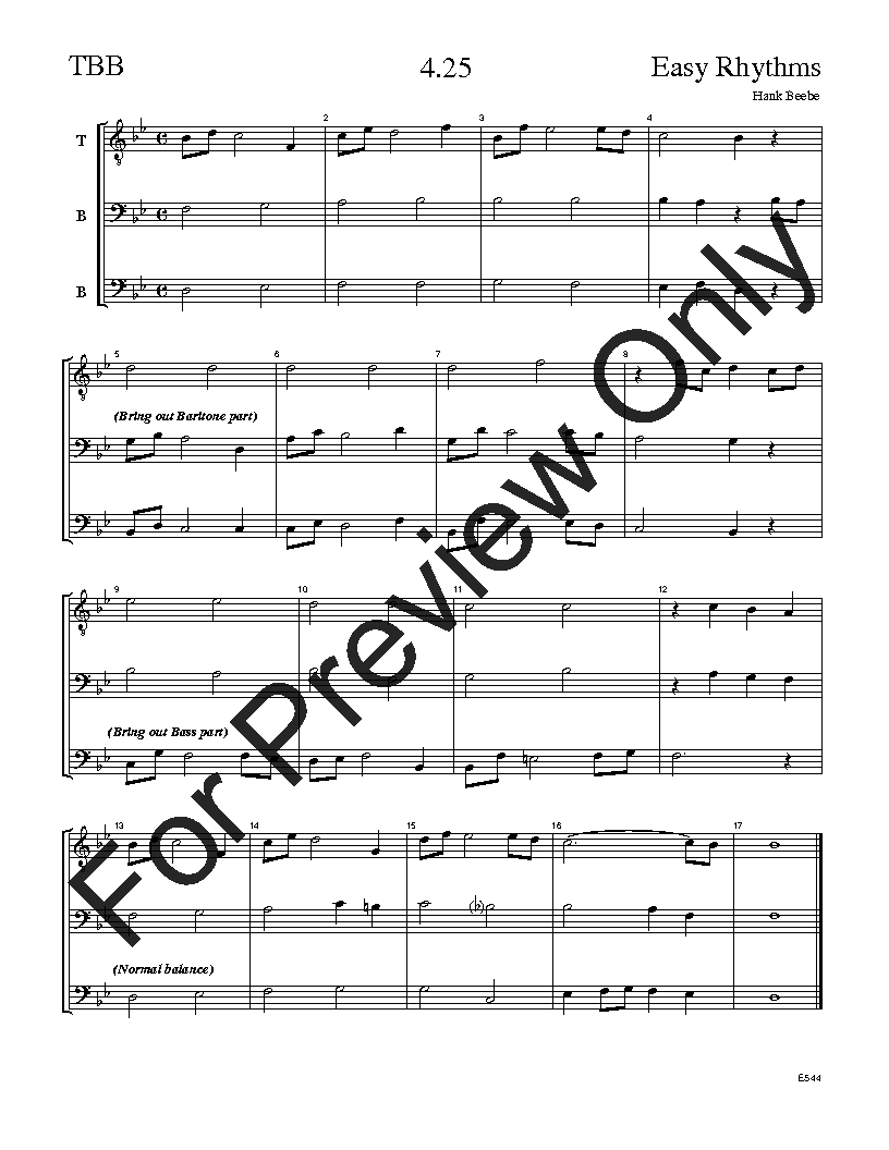 The Easy Rhythms Sight-Singing Series TBB Vol. 4 Reproducible PDF Download