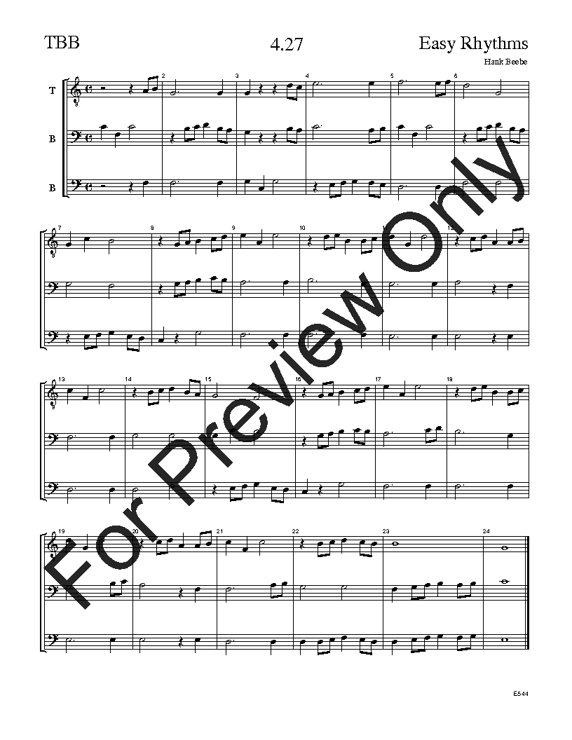 The Easy Rhythms Sight-Singing Series TBB Vol. 4 Reproducible PDF Download