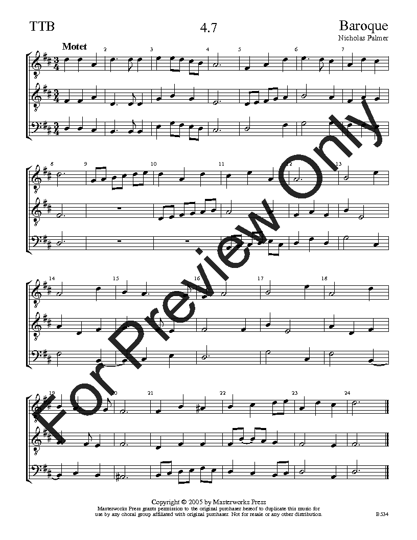 The Baroque Sight-Singing Series TTB Vol. 4 Reproducible PDF Download
