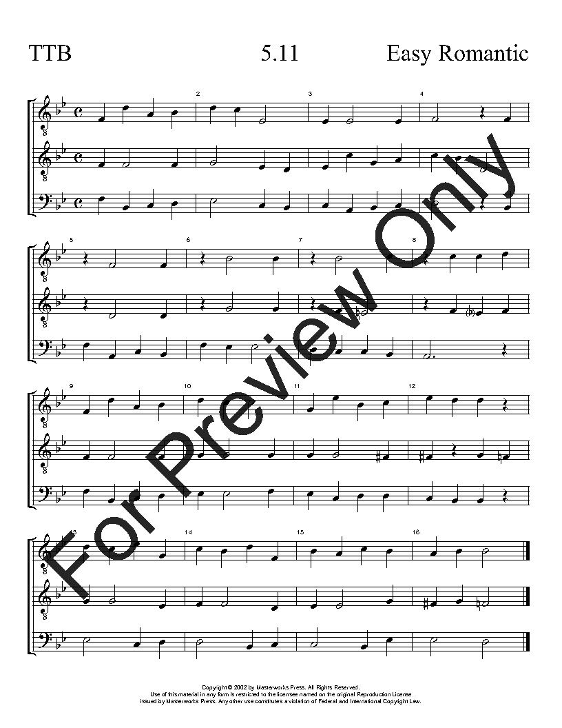 The Easy Romantic Sight-Singing Series TTB Vol. 5 Reproducible PDF Download