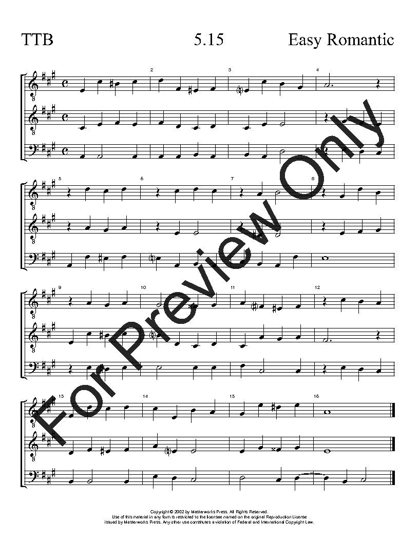 The Easy Romantic Sight-Singing Series TTB Vol. 5 Reproducible PDF Download