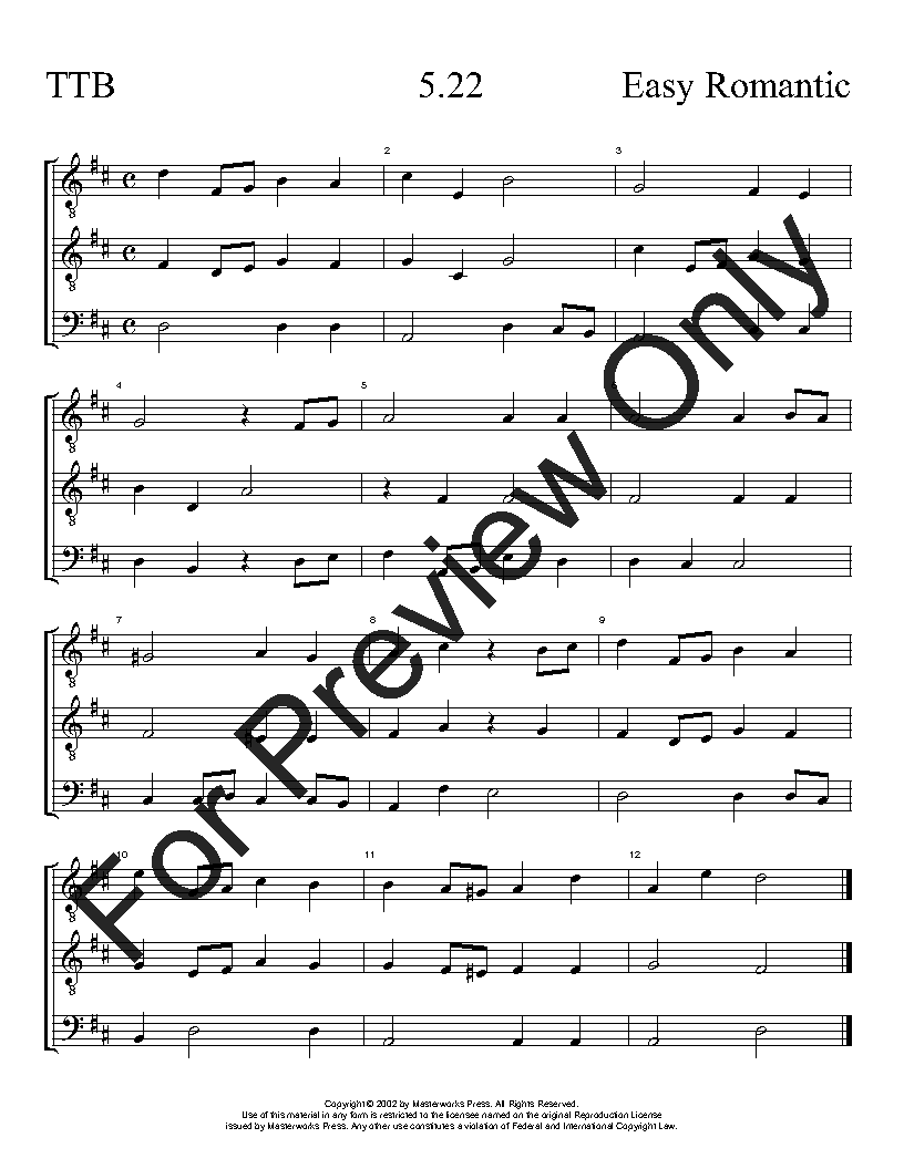 The Easy Romantic Sight-Singing Series TTB Vol. 5 Reproducible PDF Download