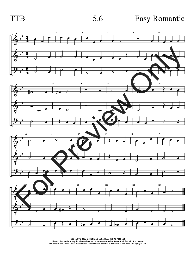 The Easy Romantic Sight-Singing Series TTB Vol. 5 Reproducible PDF Download