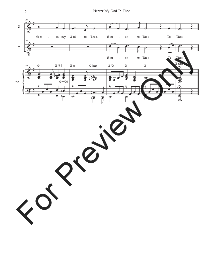 Nearer My God To Thee (2-part choir - (Soprano and Tenor) P.O.D.