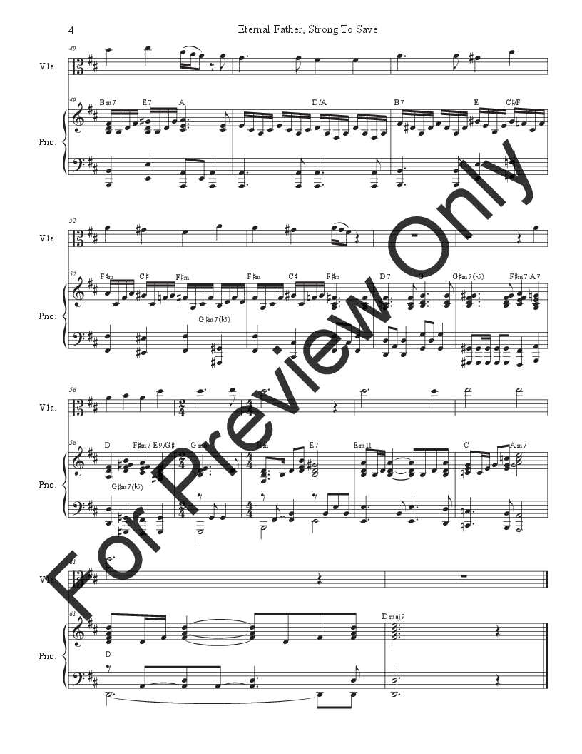 Eternal Father, Strong To Save (The Navy Hymn) (Viola solo and Piano) P.O.D.