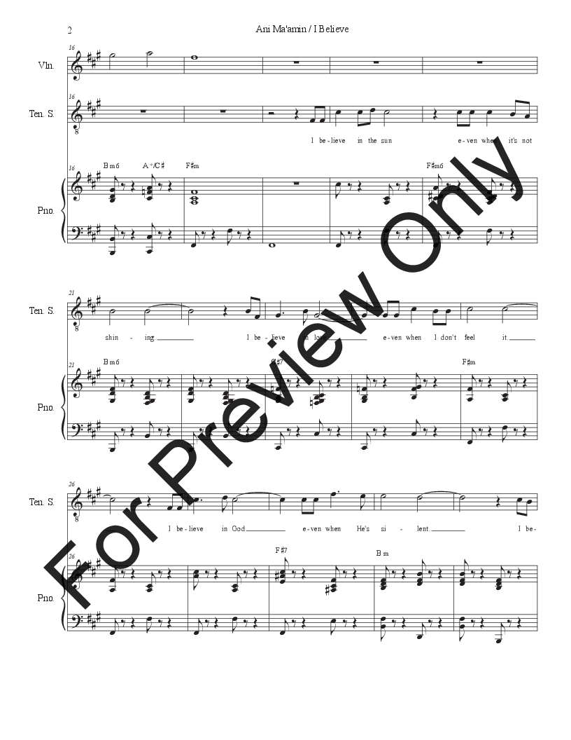 Ani Ma'amin (I Believe) (Tenor solo with 2-part choir - (TB) P.O.D.