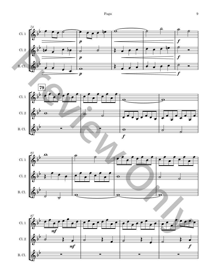Boyce Trio Sonata IX Arr. for Clarinet Trio P.O.D