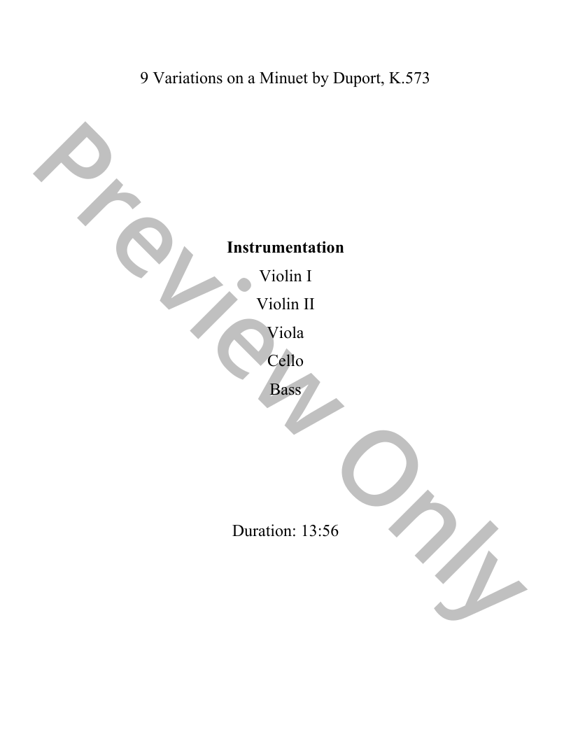 9 Variations on a Minuet by Duport P.O.D