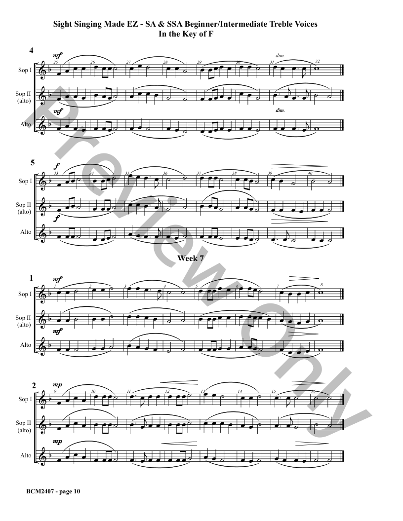 Sight Singing Made EZ Book 16 Beg/Interm SA and SSA in the Key of F P.O.D