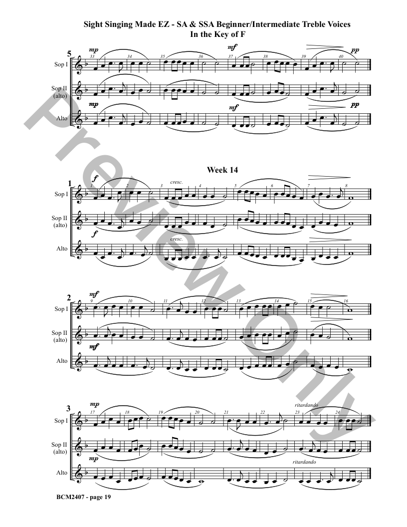 Sight Singing Made EZ Book 16 Beg/Interm SA and SSA in the Key of F P.O.D