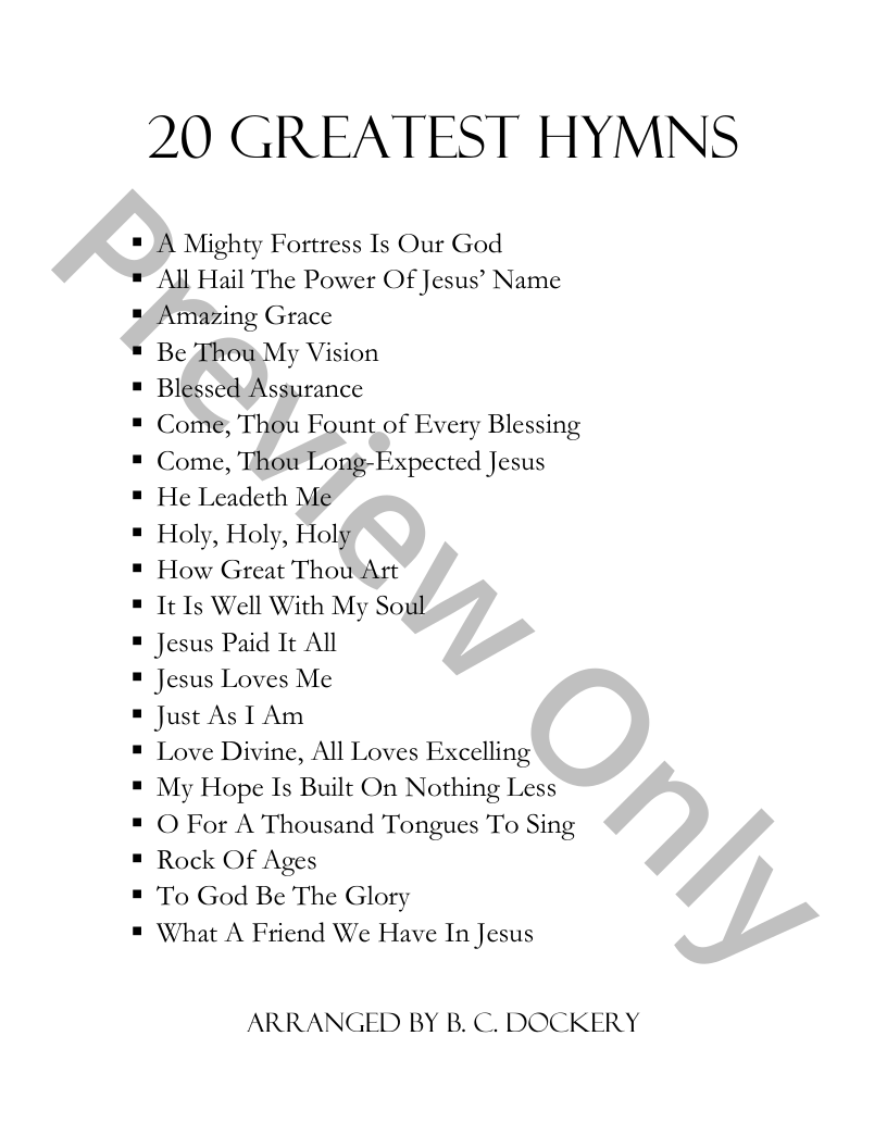  20 Greatest Hymns for Solo Clarinet P.O.D