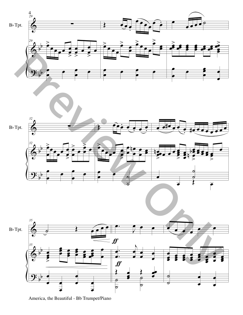  2 PAK PATRIOTIC SERIES, America, the Beautiful & My Country Tis, Bb Trumpet & Piano (Score & Parts) P.O.D