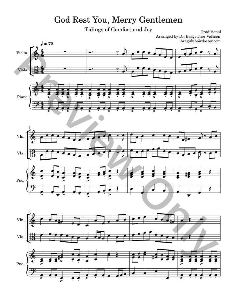 Five Christmas Songs - Violin and Viola with Piano accompaniment P.O.D