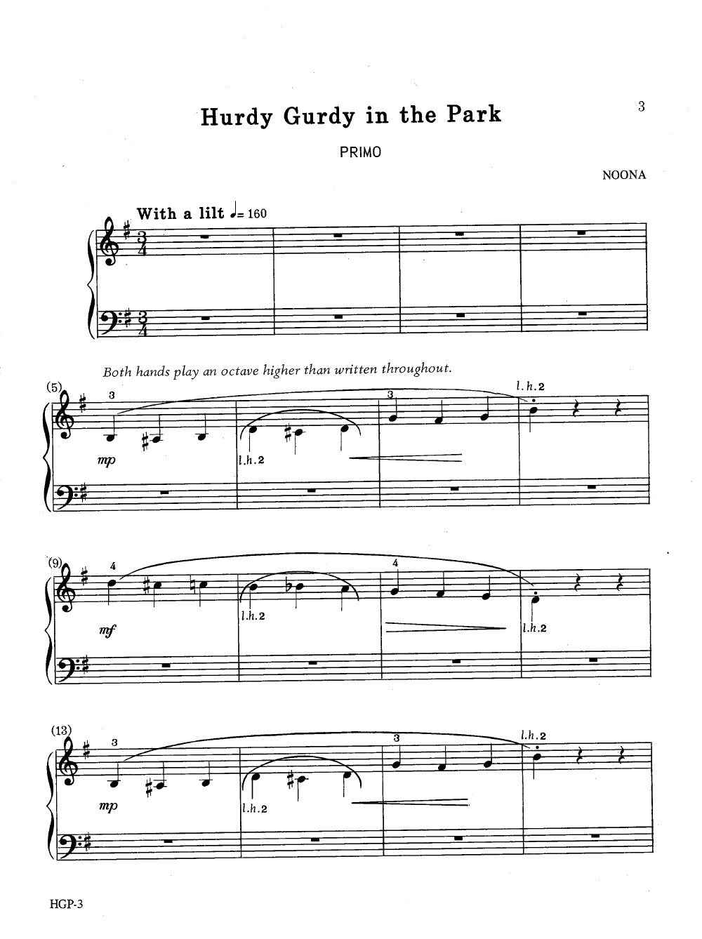 Hurdy Gurdy in the Park by Walter & Carol Noona| J.W. Pepper Sheet Music