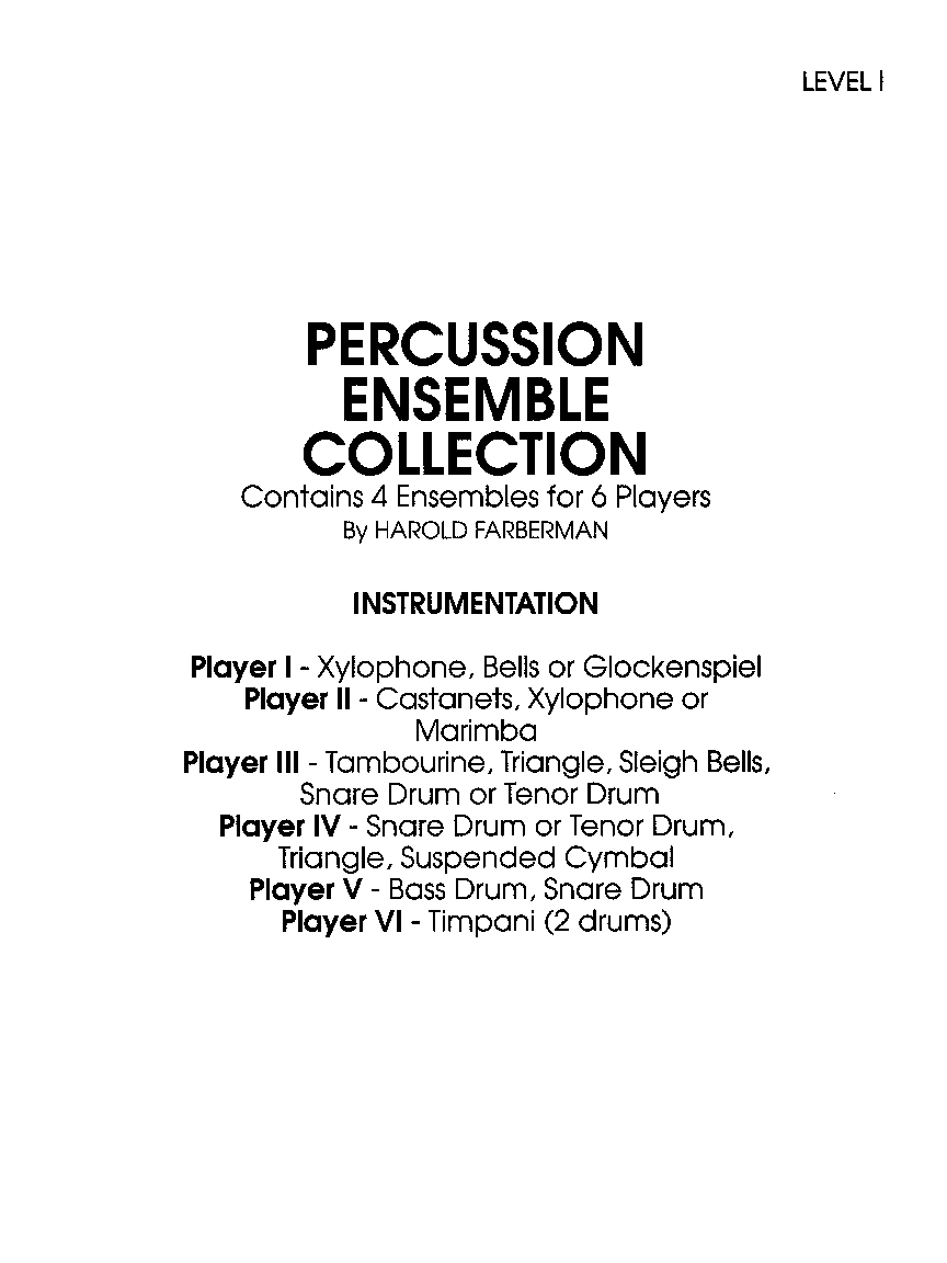 Percussion Ensemble Collection, Level 1