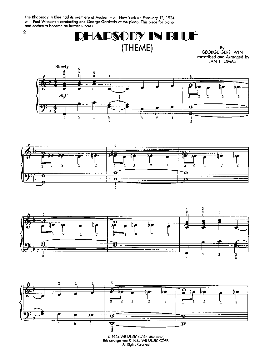 Rhapsody in Blue by George Gershwin/arr. Thomas| J.W. Pepper Sheet Music